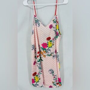 Room Service Floral Print Pink Slip Nightgown Chemise Dress Adjustable Straps XL